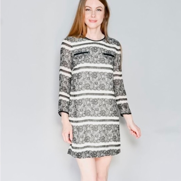 J. Crew‎ Collection Jukes Dress Trompe L’oeil Black Lace Silk Size 4 EUC - Picture 1 of 7